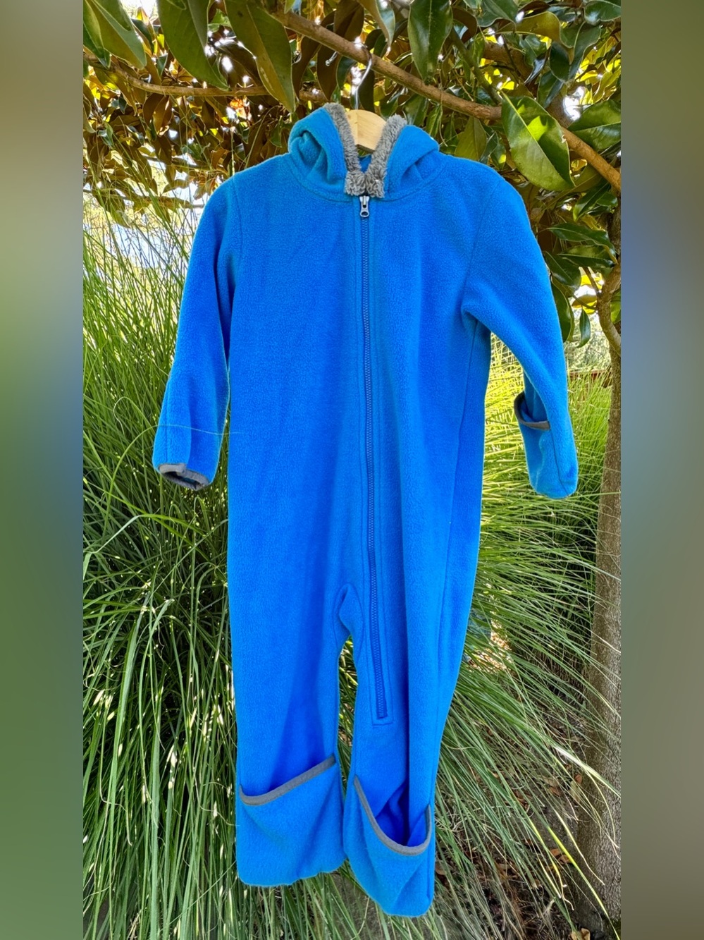 Columbia Infant Bear bunting suit blue fleece 18-24 months